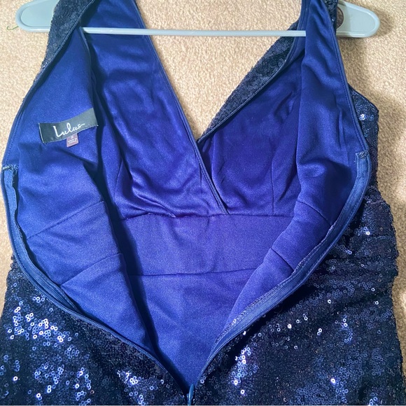 In the Spotlight Navy Blue Sequin Bodycon Dress - Picture 8 of 10